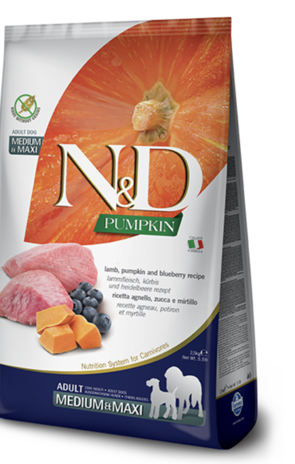 N&D Dog Grain Free Bárány & Áfonya Sütőtökkel Adult Medium/Maxi 12kg