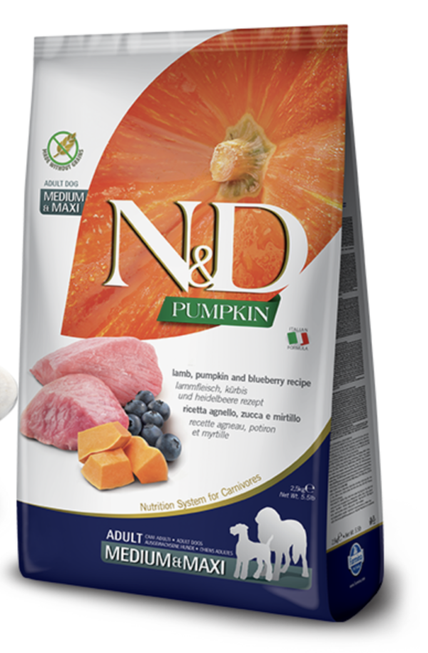 N&D Dog Grain Free Bárány & Áfonya Sütőtökkel Adult Medium/Maxi 2,5kg