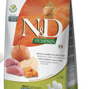 N&D Dog Grain Free Vaddisznó & Alma Sütőtökkel Adult Medium/Maxi 2,5kg