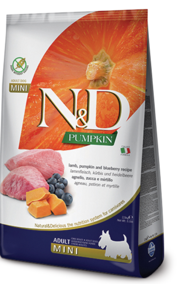N&D Dog Grain Free Bárány & Áfonya Sütőtökkel Adult Mini 2,5kg