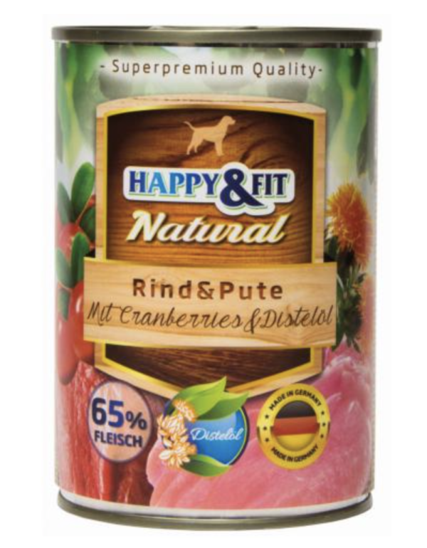 Happy&Fit Natural Marha és Pulyka, Áfonyával és Sáfrányolajjal 400 g
