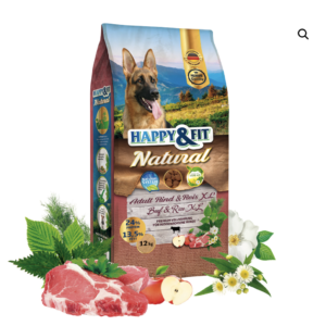 Happy&Fit Natural Adult Rind & Reis XL (Nagytestű Felnőtt Kutyák Részére Marhahús, Rizs 12kg