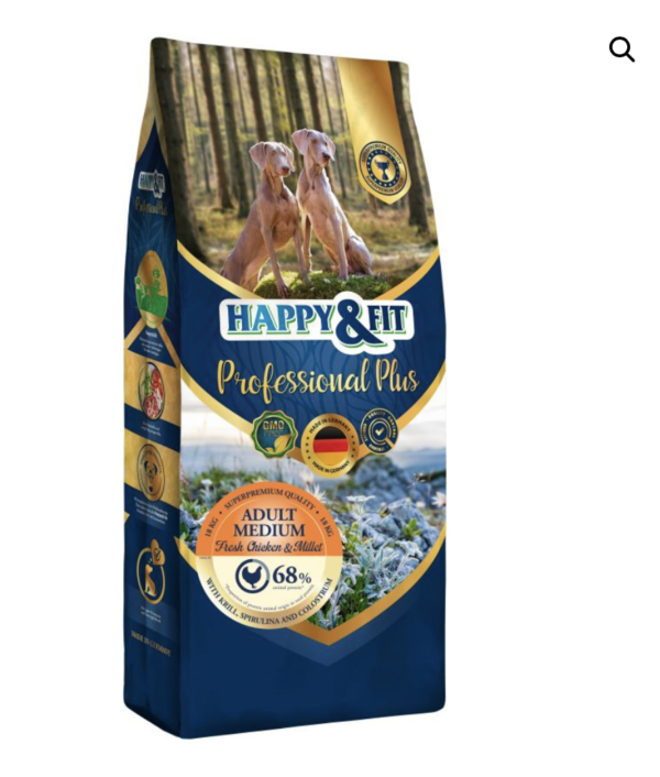 Happy&Fit Professional Plus Adult Medium Fresh Chicken & Millet (Közepes Testű Felnőtt Kutyák Részére) 18kg