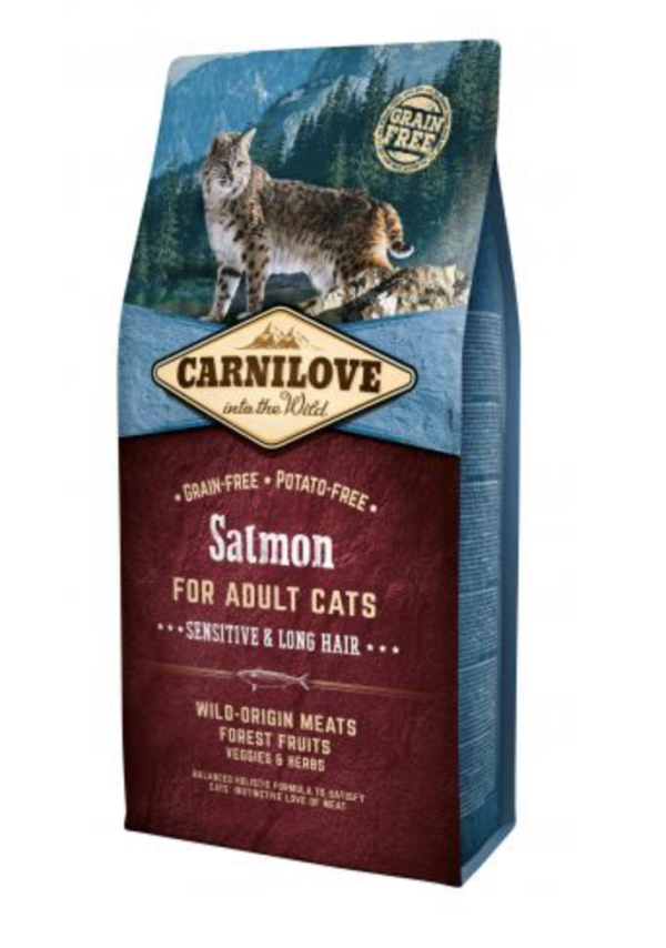 Carnilove Cat Adult Salmon Sensitive & Long Hair- Lazachússal 6kg