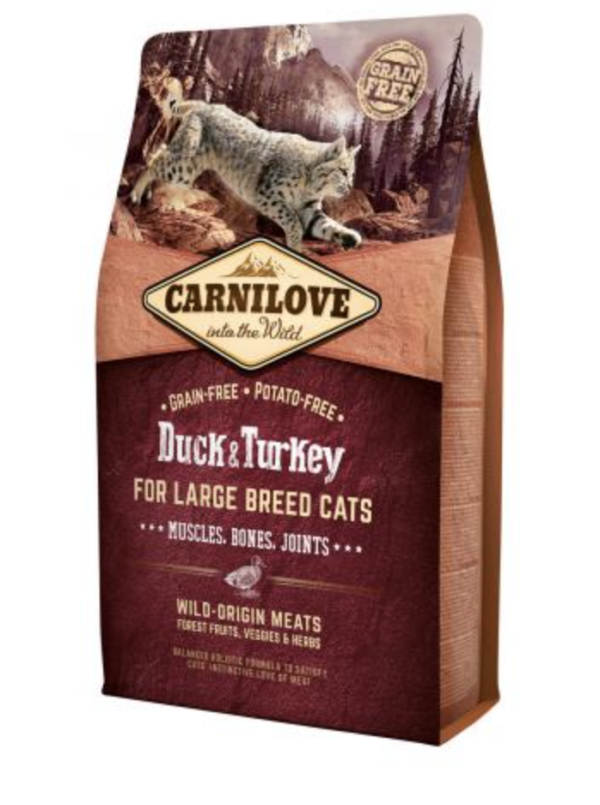 Carnilove Cat Duck & Turkey Large Breed – Muscles, Bones, Joints Kacsa és Pulykahússal 6kg