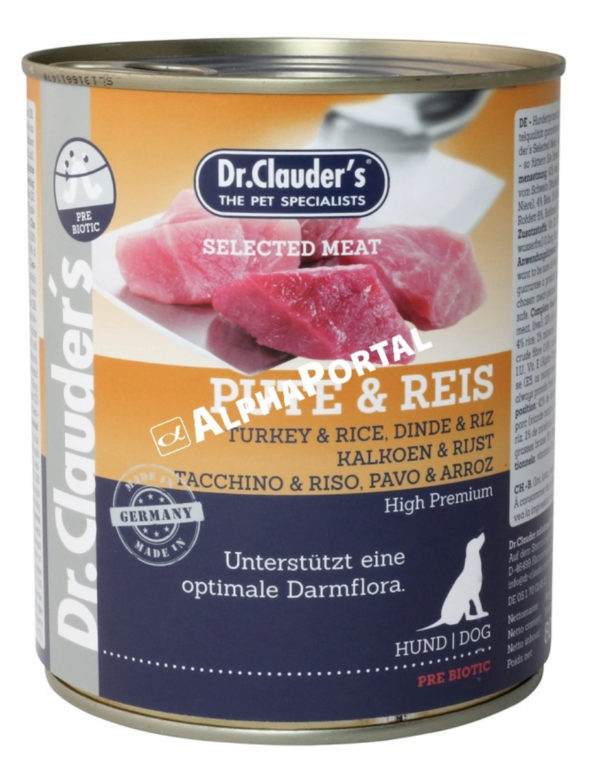 Dr.Clauders Dog Selected Meat Pulykás és Rizses Konzerv 800g