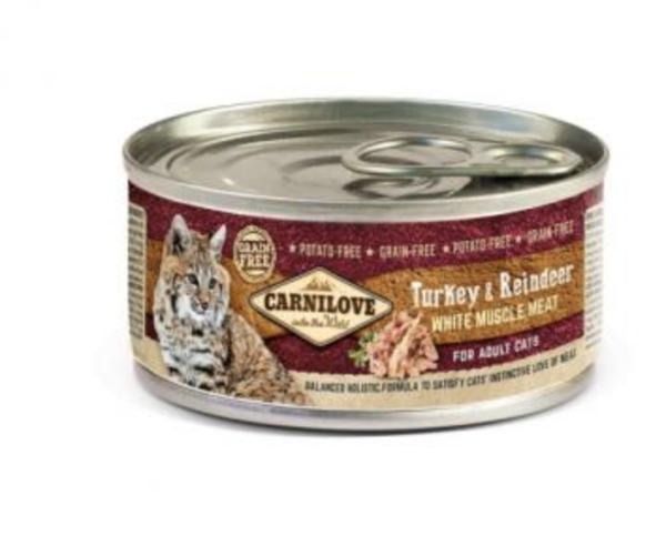 Carnilove Cat Turkey & Reindeer Can- Pulyka és Rénszarvashússal Konzerv 100g