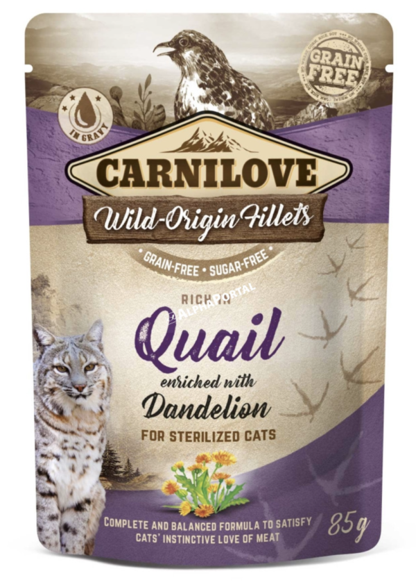 Carnilove Cat Tasakos Quail With Dandelion For Sterilized - Fürj Pitypanggal Ivart. 85g