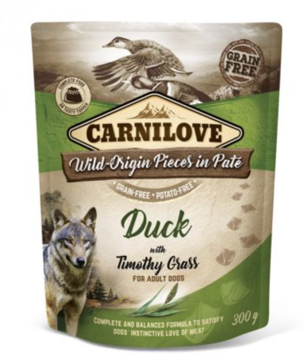 Carnilove Dog tasakos Paté Duck With Timothy Grass - Kacsa Mezei Komócsinnal 300g