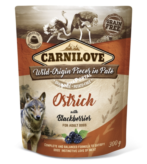 Carnilove Dog Tasakos Paté Ostrich With Blackberries - Strucc Szederrel 300g