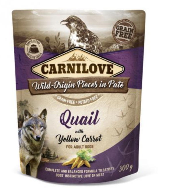 Carnilove Dog Tasakos Paté Quail With Yellow Carrot - Fürj Sárgarépával 300g