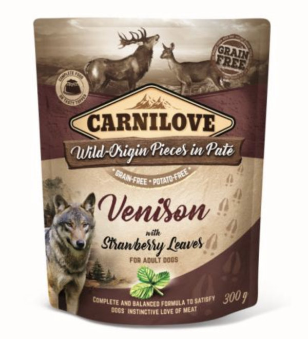 Carnilove Dog Tasakos Paté Venison With Strawberry Leaves - Szarvas Eperlevéllel 300g