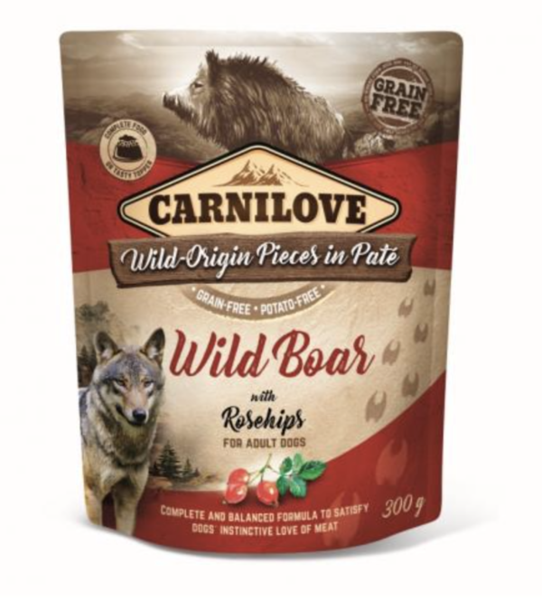 Carnilove Dog Tasakos Paté Wild Boar With Rosehips - Vaddisznó Csipkebogyóval 300g