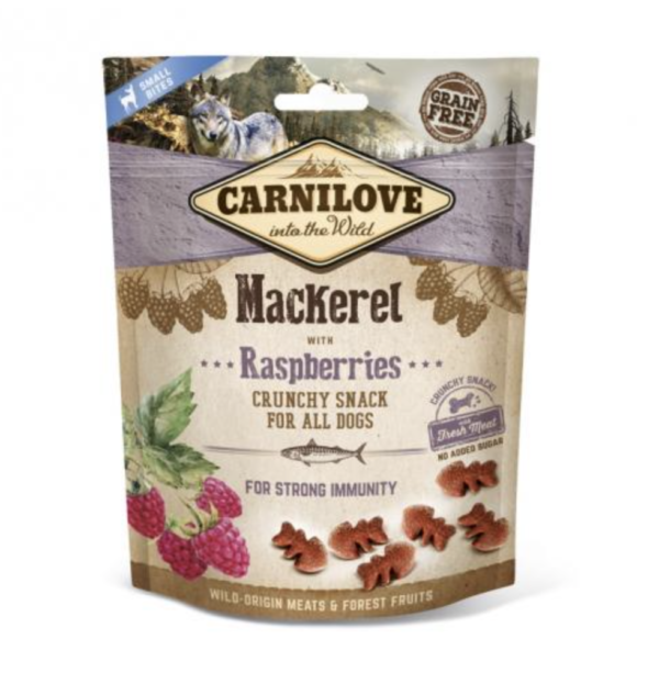 Carnilove Dog Crunchy Snack Makrela & Raspberry- Makréla Hússal és Málnával 200g