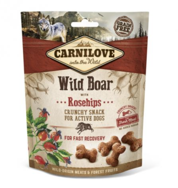 Carnilove Dog Crunchy Snack Wild Boar & Rosehips- Vaddisznó Hússal és Csipkebogyóval 200g