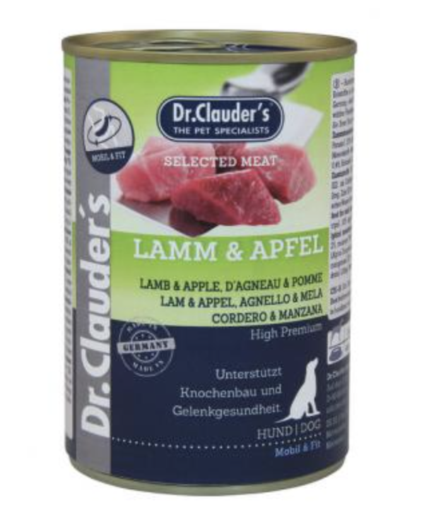 Dr.Clauders Dog Selected Meat Bárányos és Almás Konzerv 400g