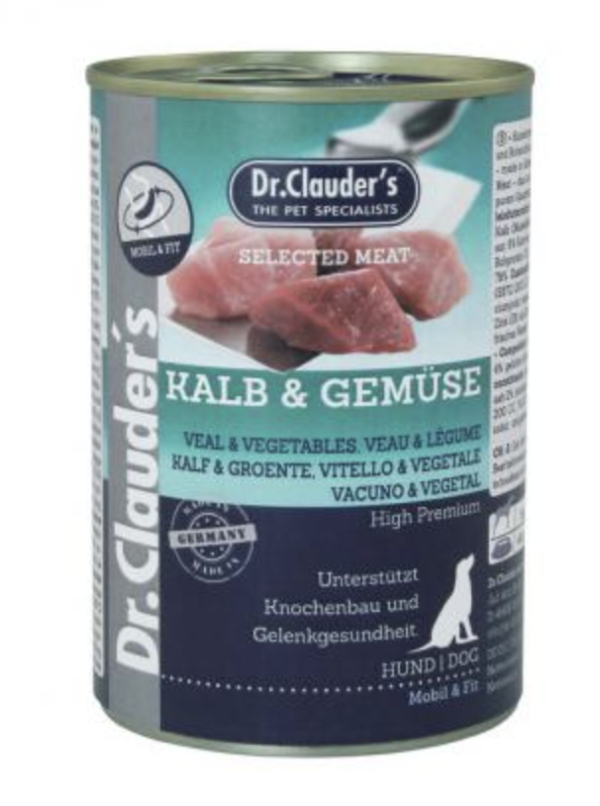 Dr.Clauders Dog Selected Meat Borjús és Zöldséges Konzerv 400g