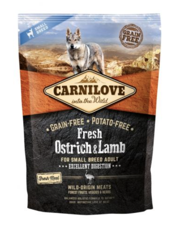 Carnilove Fresh Adult Dog Small Ostrich & Lamb Excellent Digestion- Strucc és Bárányhússal 1,5kg