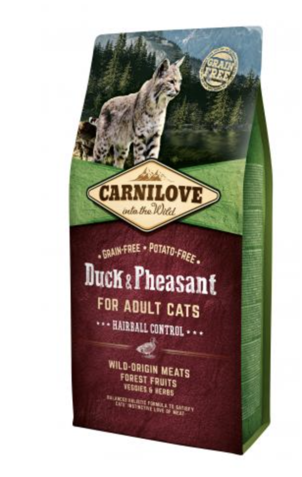 Carnilove Cat Adult Duck & Pheasant Hairball Control- Kacsa és Fácánhússal 6kg
