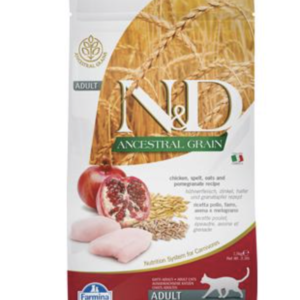 N&D Cat Ancestral Grain Csirke, Tönköly, Zab & Gránátalma Adult 1,5kg