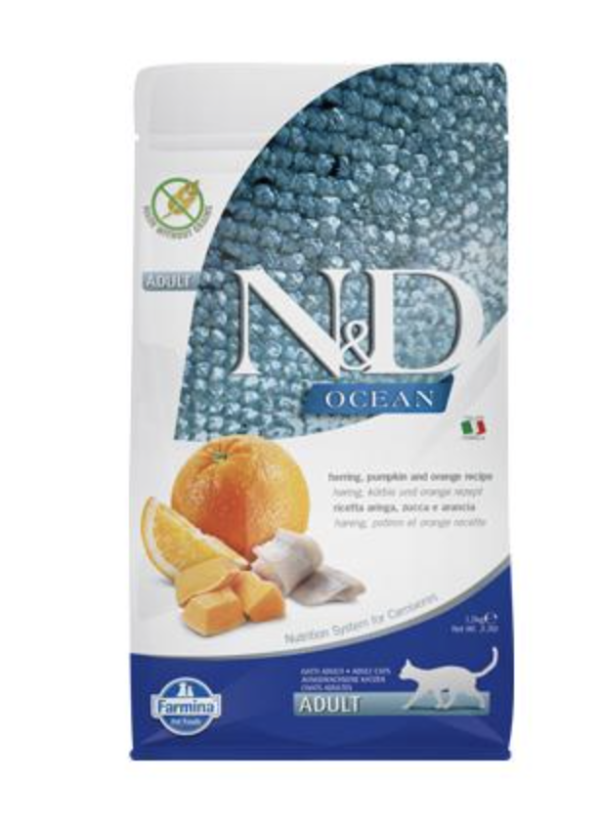 N&D Cat Ocean Hering, Sütőtök & Narancs Adult 1,5kg