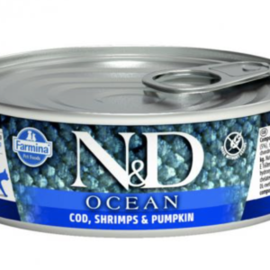 N&D Cat Ocean konzerv tőkehal & garnélarák sütőtökkel 70g