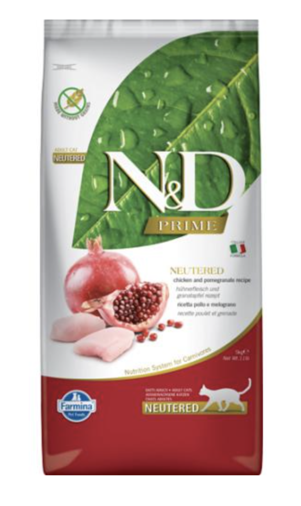 N&D Cat Prime Csirke & Gránátalma Adult Ivartalanított 5kg