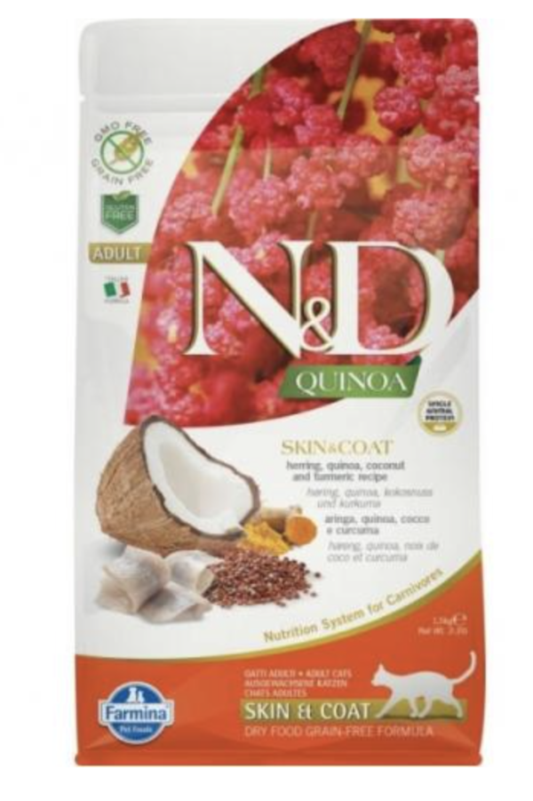 N&D Cat Quinoa Skin & Coat Hering 1,5kg