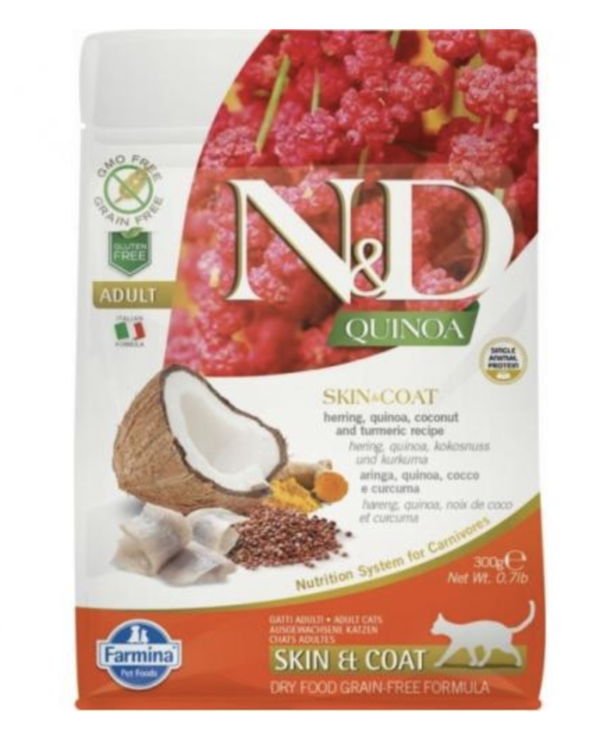 N&D Cat Quinoa Skin & Coat Hering 300g