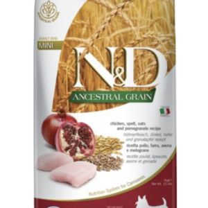 N&D Dog Ancestral Grain Adult Mini csirke,tönköly,zab&gránátalma 7kg