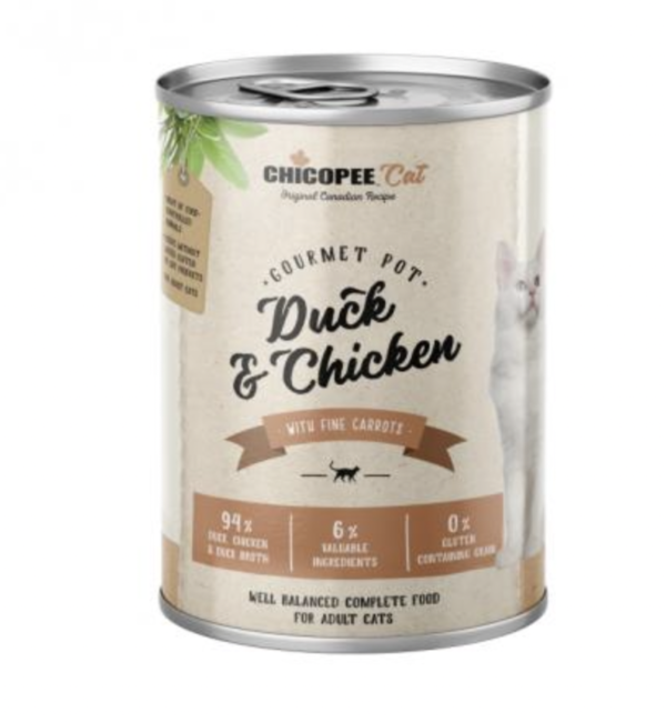 Chicopee Konzerv Cat Adult Gourmet Pot Kacsa és Csirke 400g