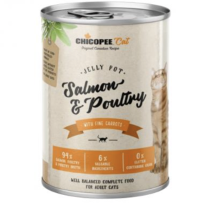 Chicopee Konzerv Cat Adult Jelly Lazac és Szárnyas 400g