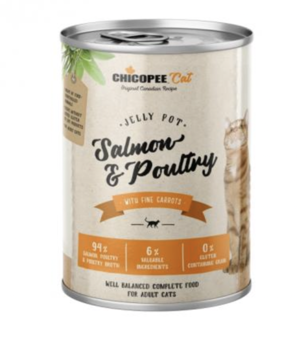 Chicopee Konzerv Cat Adult Jelly Lazac és Szárnyas 400g