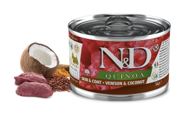 N&D Dog Quinoa Konzerv Szarvas & Kókusz Adult Mini 140g
