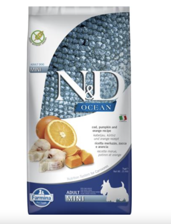N&D Dog Ocean Tőkehal & Narancs és Sütőtök Adult Mini 7kg