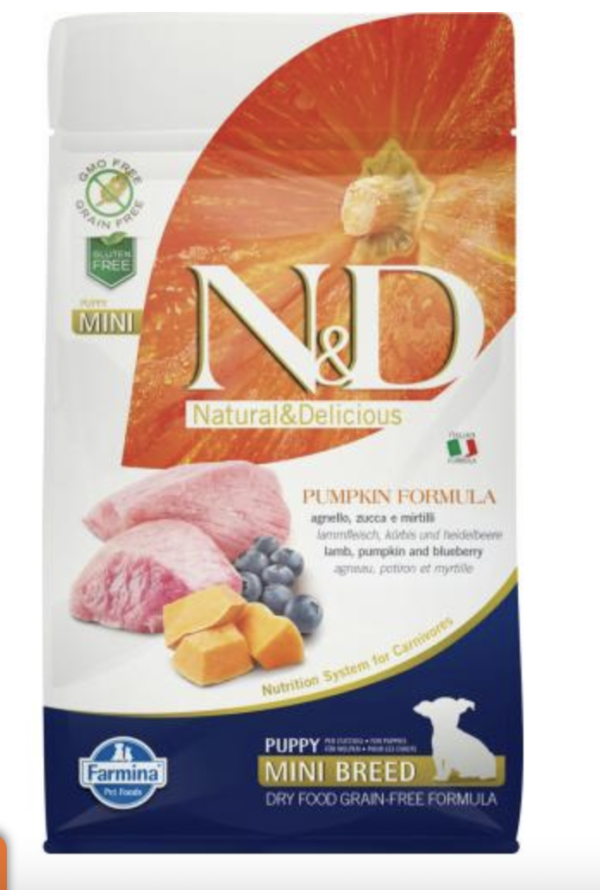 N&D Dog Grain Free Bárány & Áfonya Sütőtökkel Puppy Mini 800g