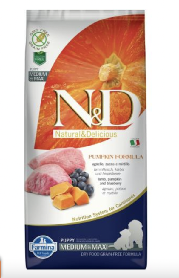 N&D Dog Grain Free Bárány & Áfonya Sütőtökkel Puppy Medium/Maxi 12kg