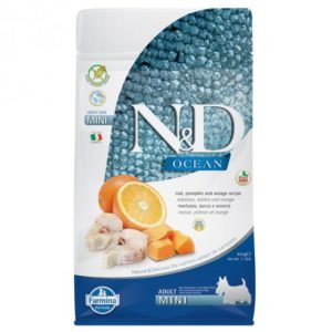 N&D Dog Ocean Tőkehal, Sütőtök & Narancs Adult Mini 800g