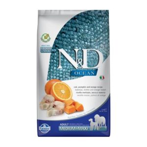 N&D Dog Ocean Tőkehal, Sütőtök & Narancs Adult Medium/Maxi 2,5kg