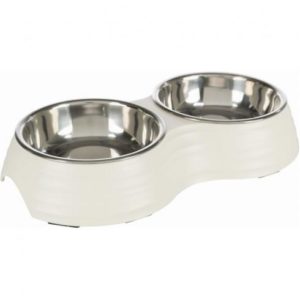 Trixie Tál Szett Fém/Melamine Állvánnyal 2x0.2 l/ 11cm /25x4x14cm Fehér