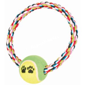 Trixie Játék rágókötél Karika teniszlabdával 18cm/6cm