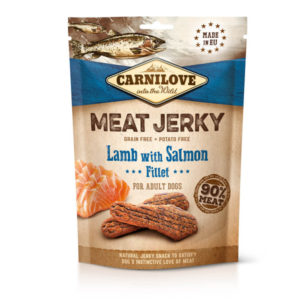Carnilove Jerky Snack Lamb with Salmon Fillet – bárány lazac filével 100g