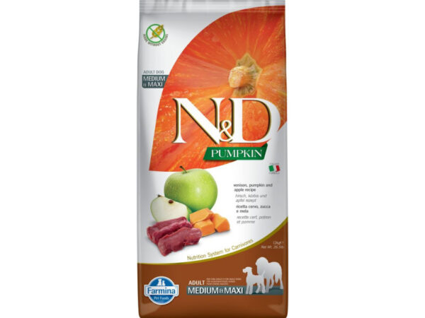 N&D Pumpkin Dog szarvas&sütőtök,alma adult medium&maxi 12kg