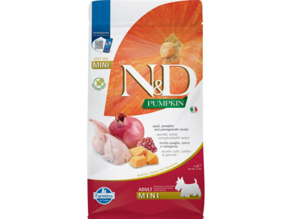 N&D Pumpkin Dog fürj, sütőtök, gránátalma adult mini 2kg