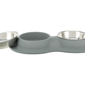 Trixie Tál Szett, Szilikon/Rozsdamentes Acél 2x0Trixie 4l/16cm/40x5x23cm Szürke