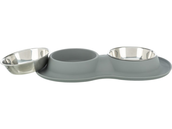 Trixie Tál Szett, Szilikon/Rozsdamentes Acél 2x0Trixie 4l/16cm/40x5x23cm Szürke