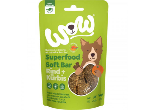 WOW Dog Superfood Soft Bar Snack Marha&sütőtök 150g