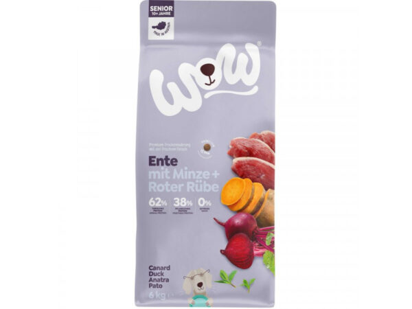 WOW Dog Senior Kacsa mentával&céklával 6kg