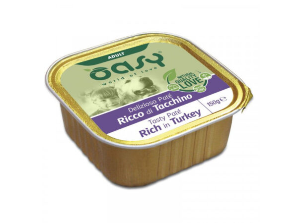 Oasy Dog Alutálka Tasty Paté Adult Turkey 150g