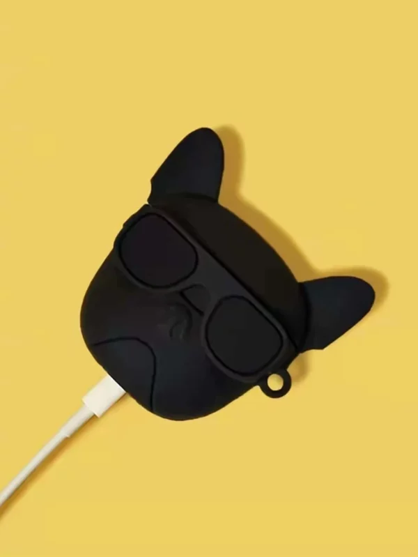 Fekete Szilikon Bulldog pofi AirPods3 fülhallgató tartó 6x4x2,17cm